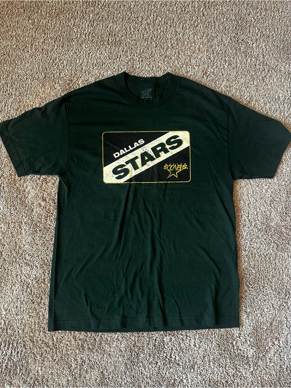Vintage 90s Style Dallas Stars NHL T-Shirt L Distressed Graphic Tee Green Retro
